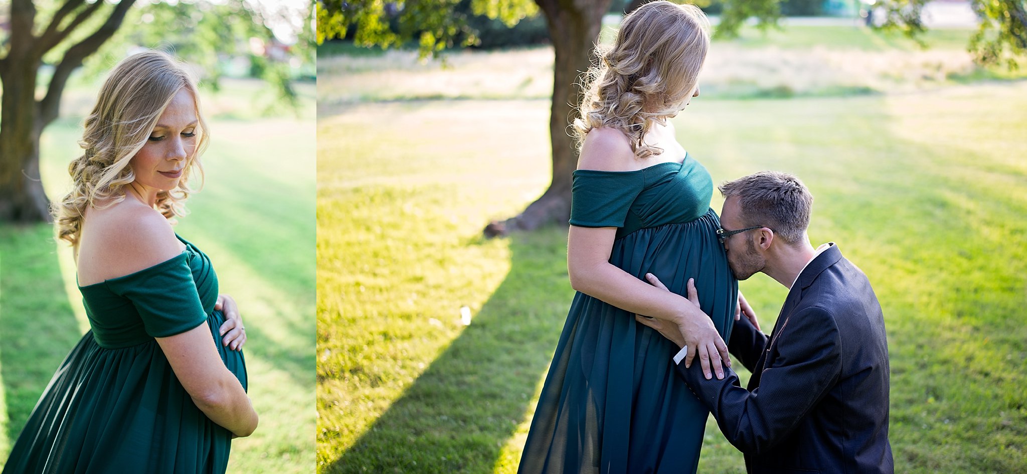 Jennifer Blaak Photography, Hamilton Maternity Photographer, maternity session in Gage Park in Hamilton, Dad kissing moms baby belly