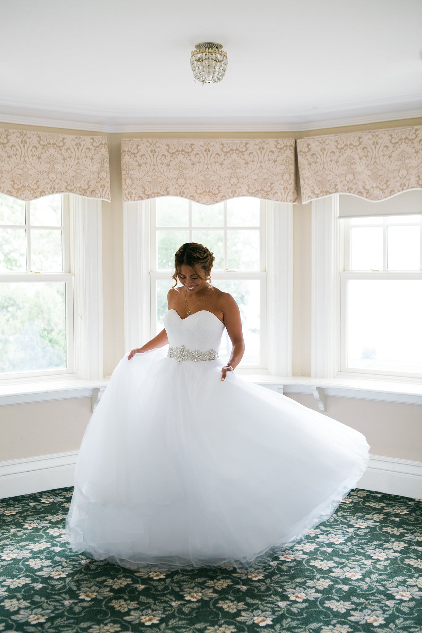 Jennifer Blaak Photography, Burlington Wedding Photographer, Wedding at Paletta Mansion in Burlington, Bride twirling in wedding dress