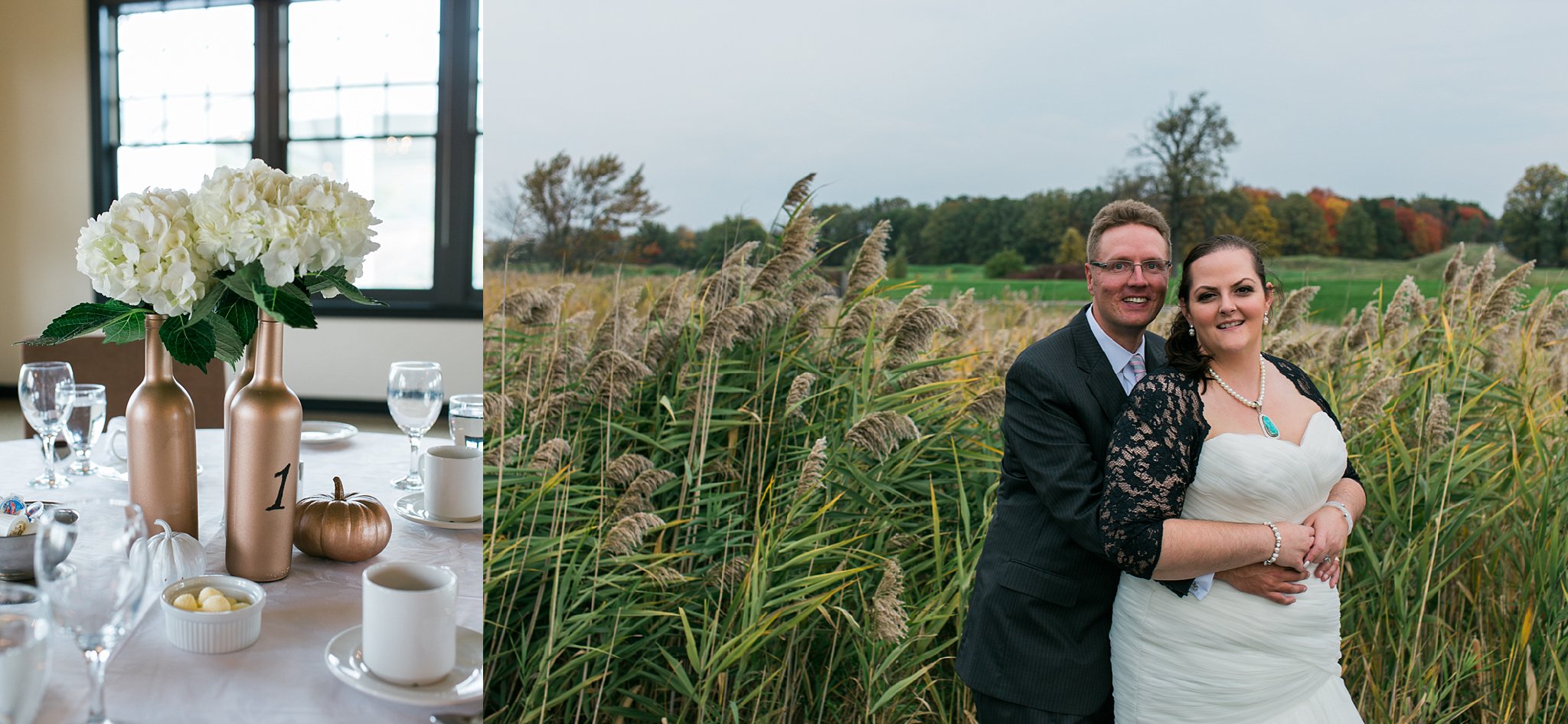 Jennifer Blaak Photography, Toronto Wedding Photographer, Pipers Heath Golf Club in Milton, Bride and groom in long grass, table details