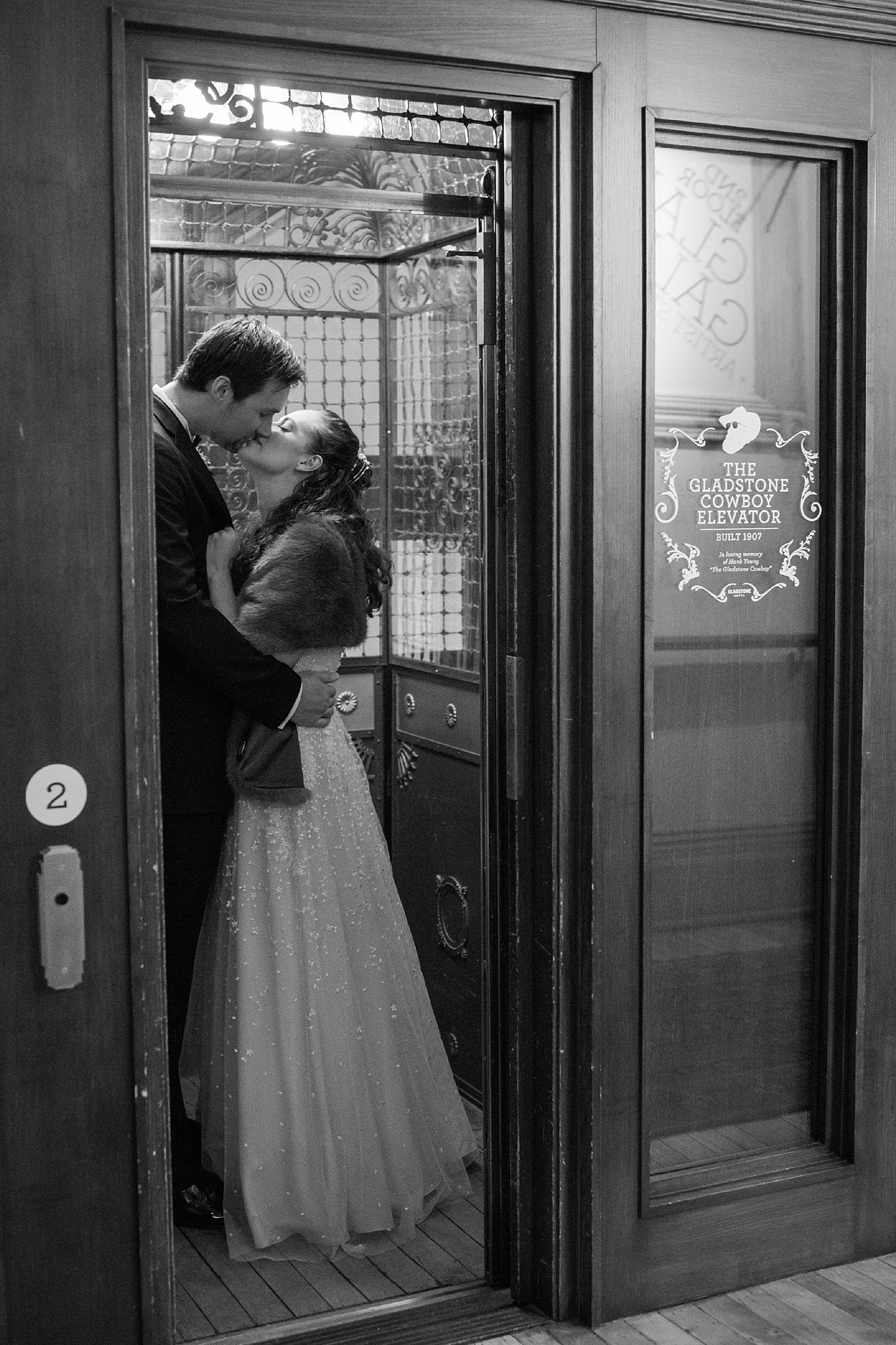 Jennifer Blaak Photography, Toronto Wedding Photographer, Gladstone Hotel Wedding, Bride and groom kissing in elevator