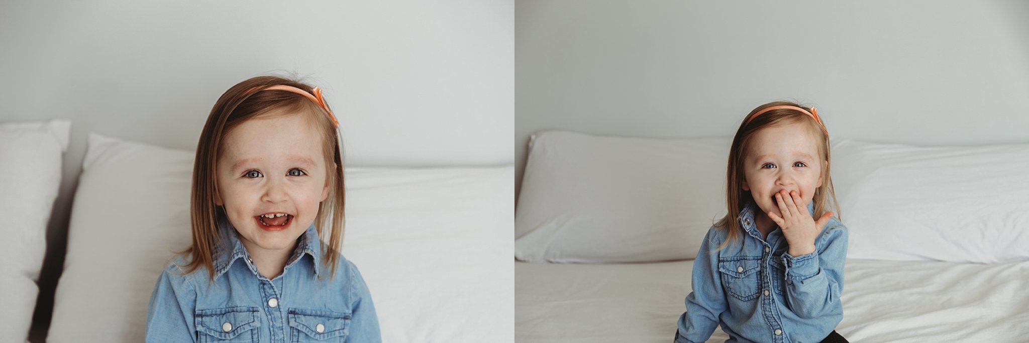 Jennifer Blaak Photography, Hamilton Lifestyle Newborn Photographer, Hamilton In-Home Lifestyle Session, Little Girl Sitting on Bed