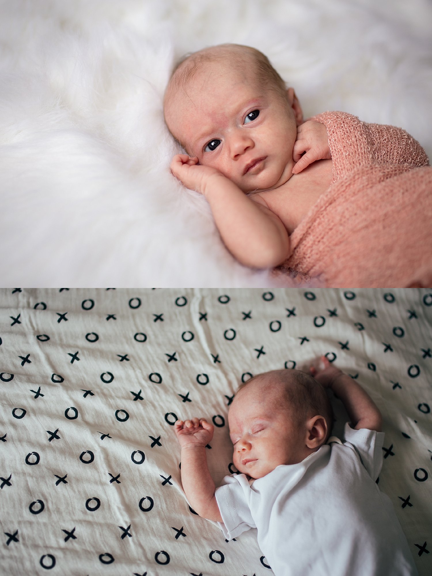 Hamilton-Newborn-Photographer-Baby-wrapped-on-beanbag-laying-on-bed.jpg