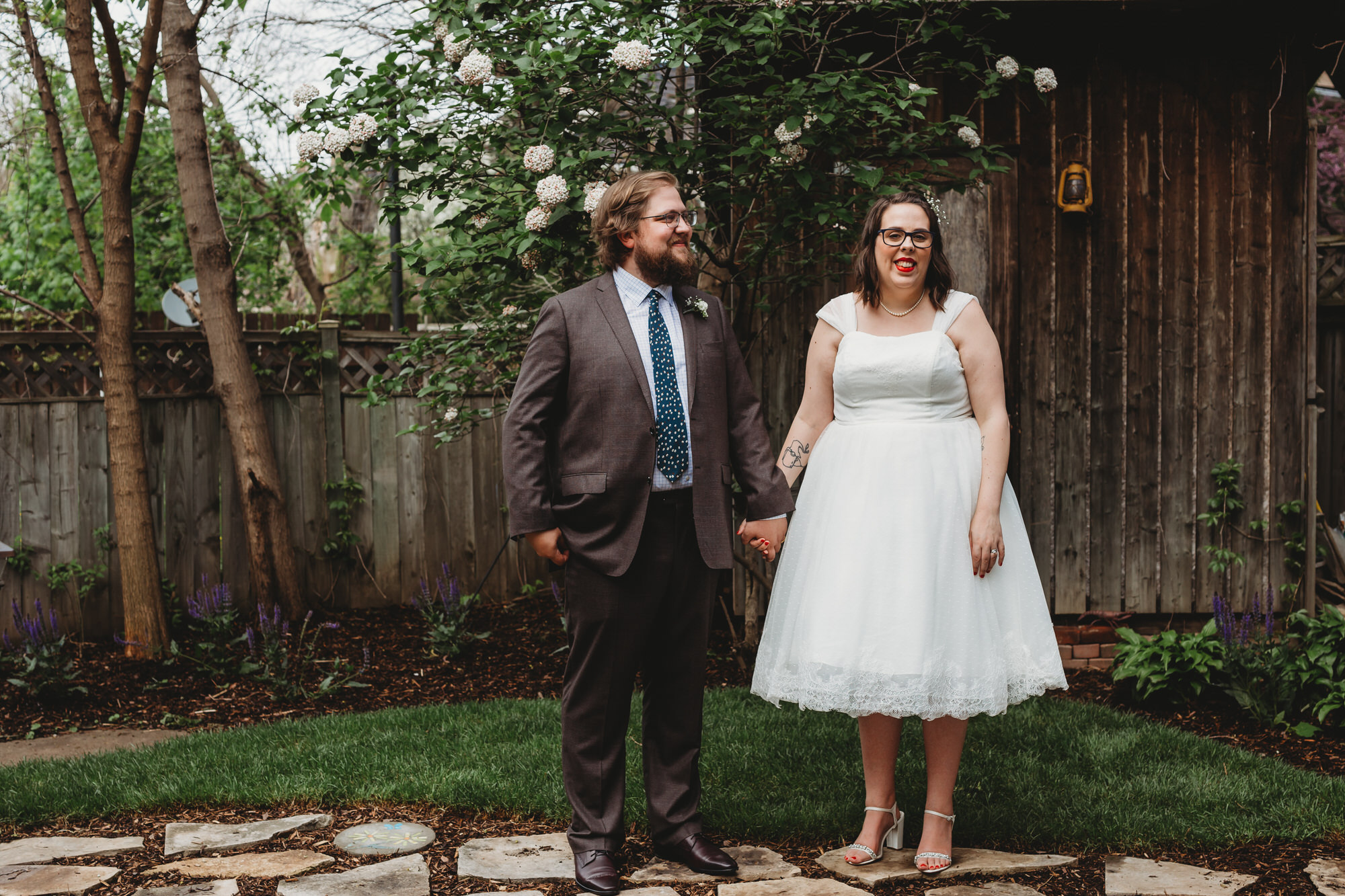Hamilton Wedding Photographer - Bride and groom backyard portraits.