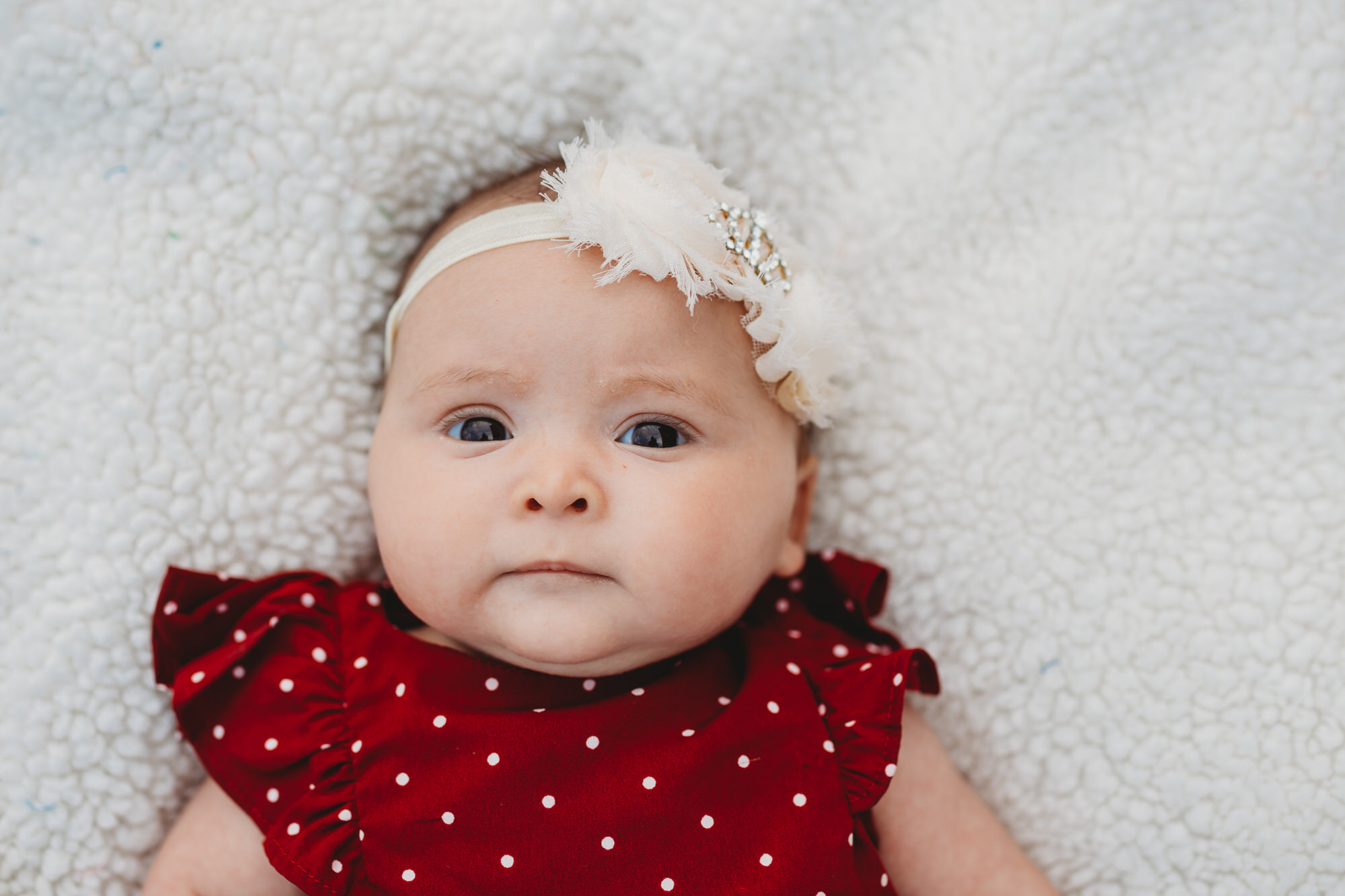 Cayuga Newborn Photographer - red and white polka dots